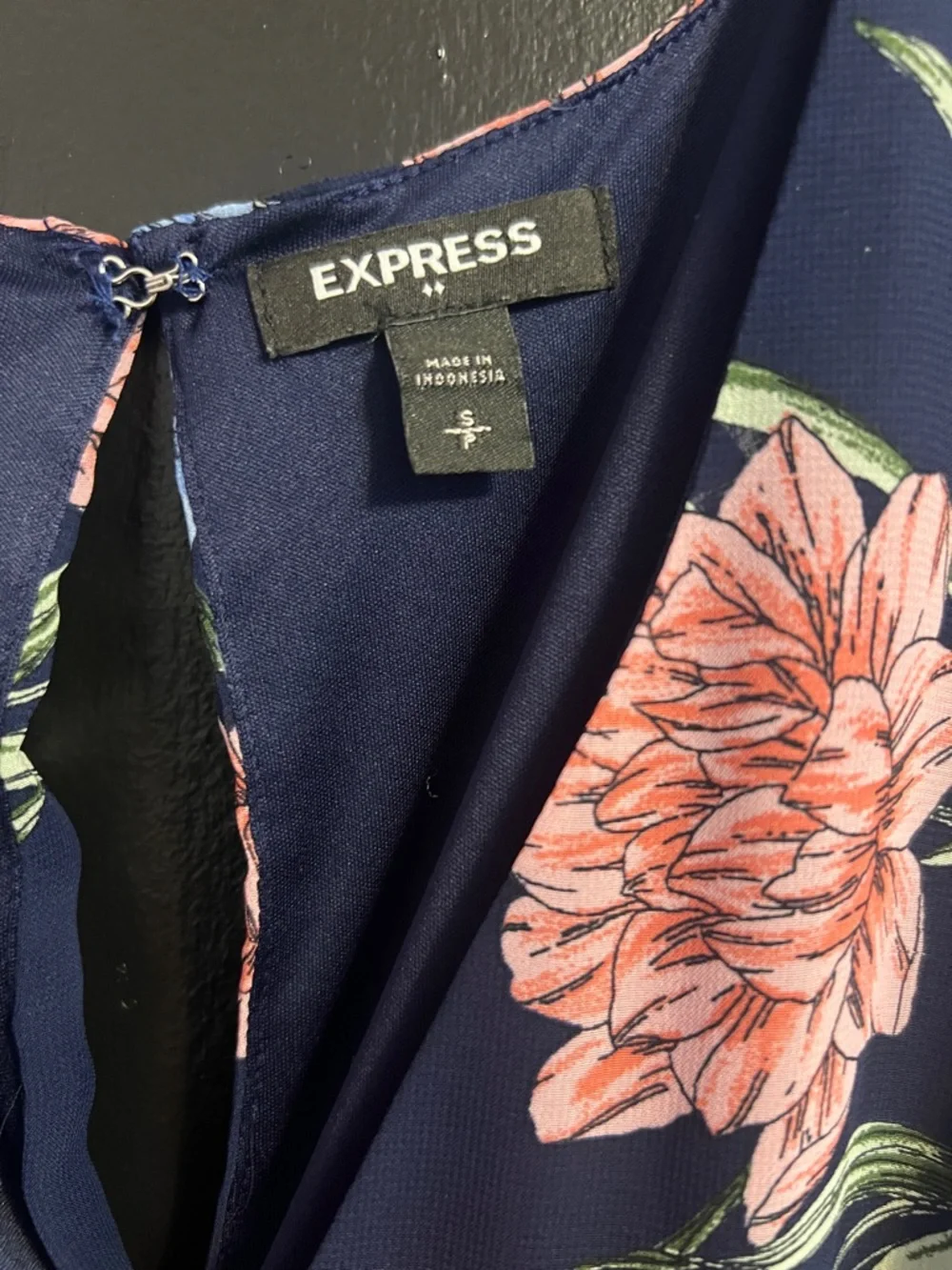 EXPRESS Navy Floral Mini Dress with Multicolor Blooms - Picture 3 of 4